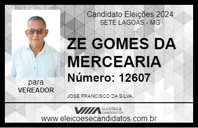 Candidato ZE GOMES DA MERCEARIA 2024 - SETE LAGOAS - Eleições