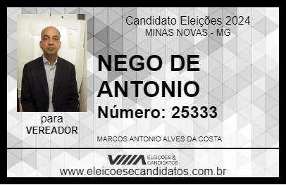 Candidato NEGO DE ANTONIA 2024 - MINAS NOVAS - Eleições