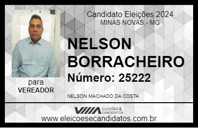 Candidato NELSON BORRACHEIRO 2024 - MINAS NOVAS - Eleições