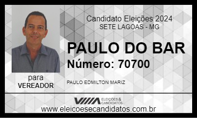 Candidato PAULO DO BAR 2024 - SETE LAGOAS - Eleições