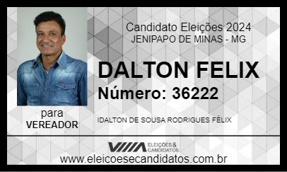 Candidato DALTON FELIX 2024 - JENIPAPO DE MINAS - Eleições