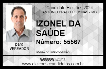 Candidato IZONEL DA SAÚDE 2024 - ANTÔNIO PRADO DE MINAS - Eleições