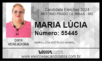 Candidato MARIA LÚCIA 2024 - ANTÔNIO PRADO DE MINAS - Eleições