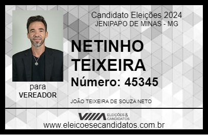 Candidato NETINHO TEIXEIRA 2024 - JENIPAPO DE MINAS - Eleições