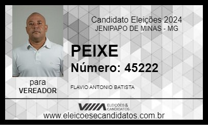 Candidato PEIXE 2024 - JENIPAPO DE MINAS - Eleições