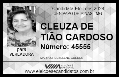 Candidato CLEUZA DE TIÃO CARDOSO 2024 - JENIPAPO DE MINAS - Eleições