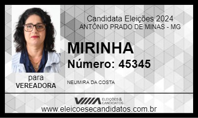 Candidato MIRINHA 2024 - ANTÔNIO PRADO DE MINAS - Eleições