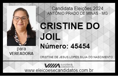 Candidato CRISTINE DO JOIL 2024 - ANTÔNIO PRADO DE MINAS - Eleições