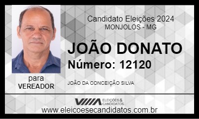 Candidato JOÃO DONATO 2024 - MONJOLOS - Eleições