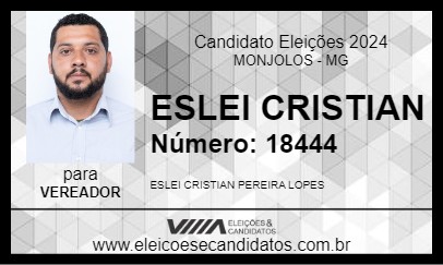 Candidato ESLEI CRISTIAN 2024 - MONJOLOS - Eleições