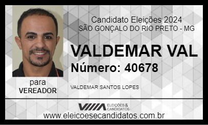 Candidato VALDEMAR VAL 2024 - SÃO GONÇALO DO RIO PRETO - Eleições