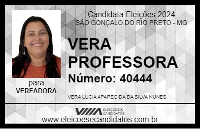 Candidato VERA PROFESSORA 2024 - SÃO GONÇALO DO RIO PRETO - Eleições