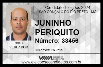 Candidato JUNINHO PERIQUITO 2024 - SÃO GONÇALO DO RIO PRETO - Eleições