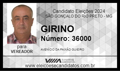 Candidato GIRINO 2024 - SÃO GONÇALO DO RIO PRETO - Eleições