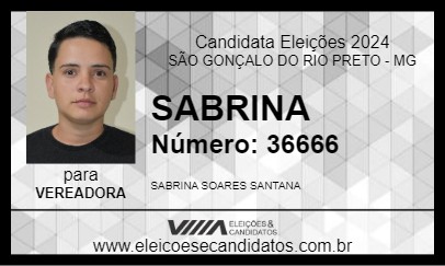 Candidato SABRINA 2024 - SÃO GONÇALO DO RIO PRETO - Eleições