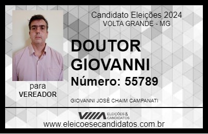 Candidato DOUTOR GIOVANNI 2024 - VOLTA GRANDE - Eleições