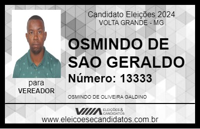 Candidato OSMINDO DE SAO GERALDO 2024 - VOLTA GRANDE - Eleições