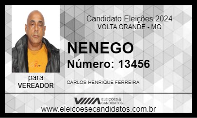 Candidato NENEGO 2024 - VOLTA GRANDE - Eleições