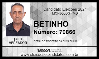 Candidato BETINHO 2024 - MONJOLOS - Eleições