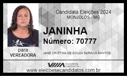 Candidato JANINHA 2024 - MONJOLOS - Eleições