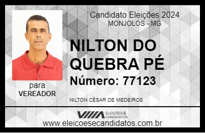 Candidato NILTON DO QUEBRA PÉ 2024 - MONJOLOS - Eleições