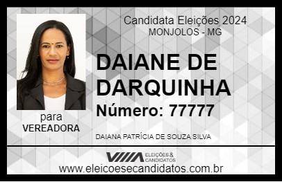 Candidato DAIANE DE DARQUINHA 2024 - MONJOLOS - Eleições