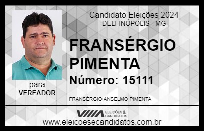 Candidato FRANSÉRGIO PIMENTA 2024 - DELFINÓPOLIS - Eleições