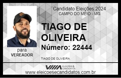 Candidato TIAGO DE OLIVEIRA 2024 - CAMPO DO MEIO - Eleições