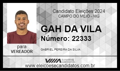 Candidato GAH DA VILA 2024 - CAMPO DO MEIO - Eleições