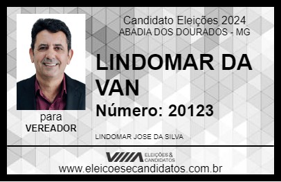 Candidato LINDOMAR DA VAN 2024 - ABADIA DOS DOURADOS - Eleições