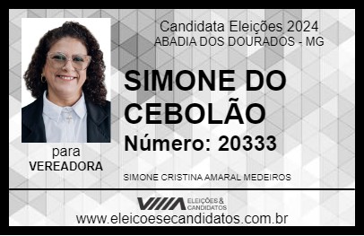 Candidato SIMONE DO CEBOLÃO 2024 - ABADIA DOS DOURADOS - Eleições