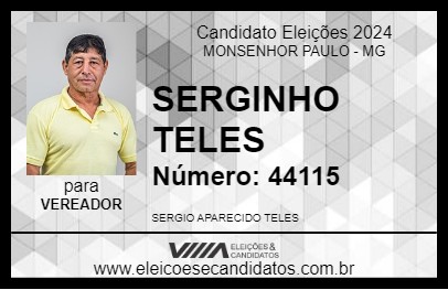 Candidato SERGINHO TELES 2024 - MONSENHOR PAULO - Eleições