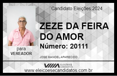 Candidato ZEZE DA FEIRA DO AMOR 2024 - LAGOA DA PRATA - Eleições