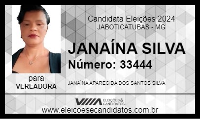 Candidato JANAÍNA SILVA 2024 - JABOTICATUBAS - Eleições