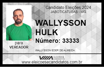 Candidato WALLYSSON HULK 2024 - JABOTICATUBAS - Eleições