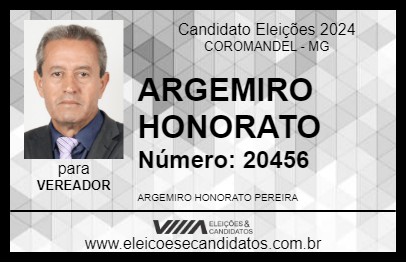 Candidato ARGEMIRO HONORATO 2024 - COROMANDEL - Eleições