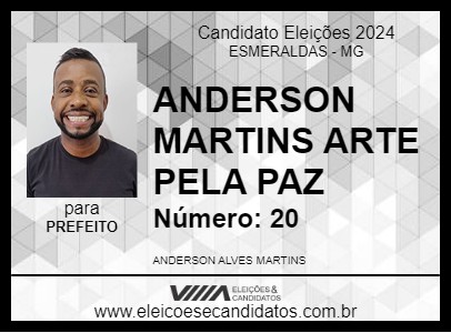 Candidato ANDERSON MARTINS ARTE PELA PAZ 2024 - ESMERALDAS - Eleições