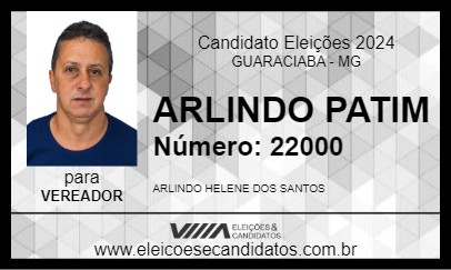 Candidato ARLINDO PATIM 2024 - GUARACIABA - Eleições