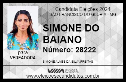 Candidato SIMONE DO BAIANO 2024 - SÃO FRANCISCO DO GLÓRIA - Eleições