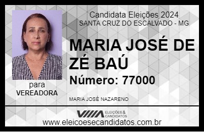 Candidato MARIA JOSÉ DE ZÉ BAÚ 2024 - SANTA CRUZ DO ESCALVADO - Eleições