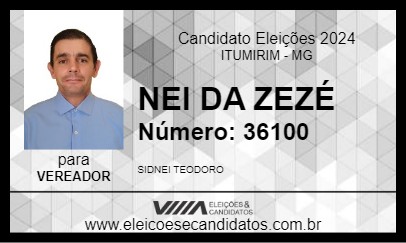 Candidato NEI DA ZEZÉ 2024 - ITUMIRIM - Eleições