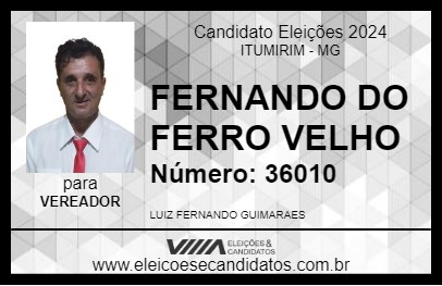 Candidato FERNANDO DO FERRO VELHO 2024 - ITUMIRIM - Eleições