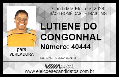 Candidato LUTIENE DO CONGONHAL 2024 - SÃO THOMÉ DAS LETRAS - Eleições