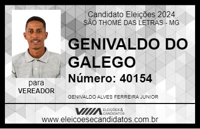 Candidato GENIVALDO DO GALEGO 2024 - SÃO THOMÉ DAS LETRAS - Eleições