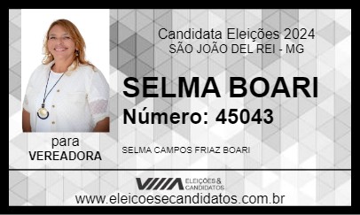 Candidato SELMA BOARI 2024 - SÃO JOÃO DEL REI - Eleições