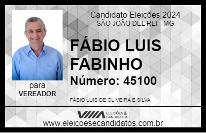 Candidato FÁBIO LUIS FABINHO 2024 - SÃO JOÃO DEL REI - Eleições