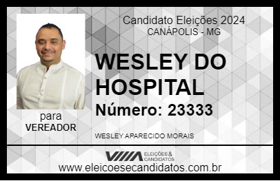 Candidato WESLEY DO HOSPITAL 2024 - CANÁPOLIS - Eleições