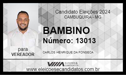 Candidato BAMBINO 2024 - CAMBUQUIRA - Eleições