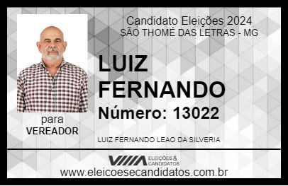 Candidato LUIZ FERNANDO 2024 - SÃO THOMÉ DAS LETRAS - Eleições