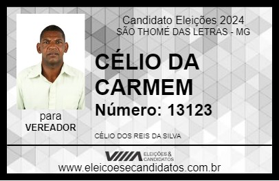 Candidato CÉLIO DA CARMEM 2024 - SÃO THOMÉ DAS LETRAS - Eleições